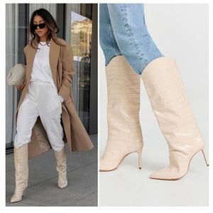 Schutz Maryana crocodile-embossed leather boots